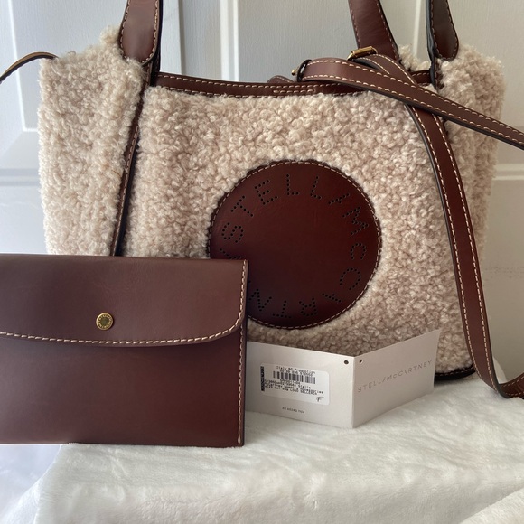 STELLA MCCARTNEY Logo Teddy Shearling Tote Crossbody - Picture 1 of 12